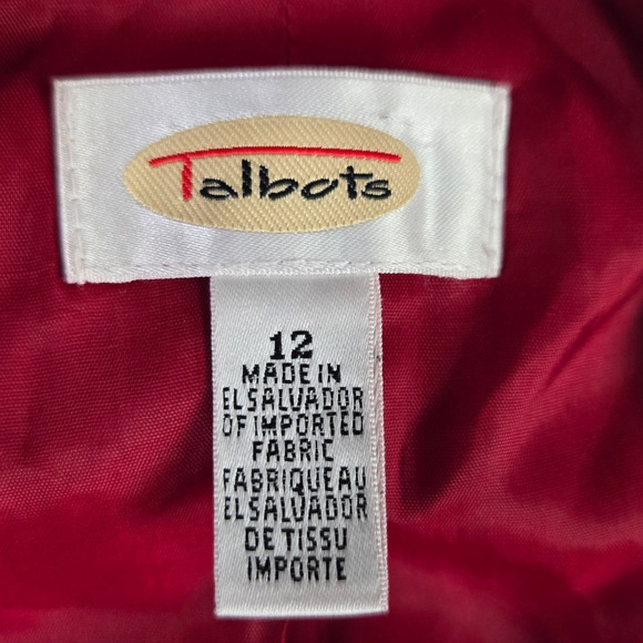 90s Vintage Cherry Red Wool Single Breasted Blazer Talbots Jacket Size 12 - Picture 3 of 6
